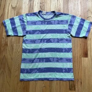 Men's Vintage 80's Pacific Pier Purple Green Striped Single Stitch T Shirt Tee M